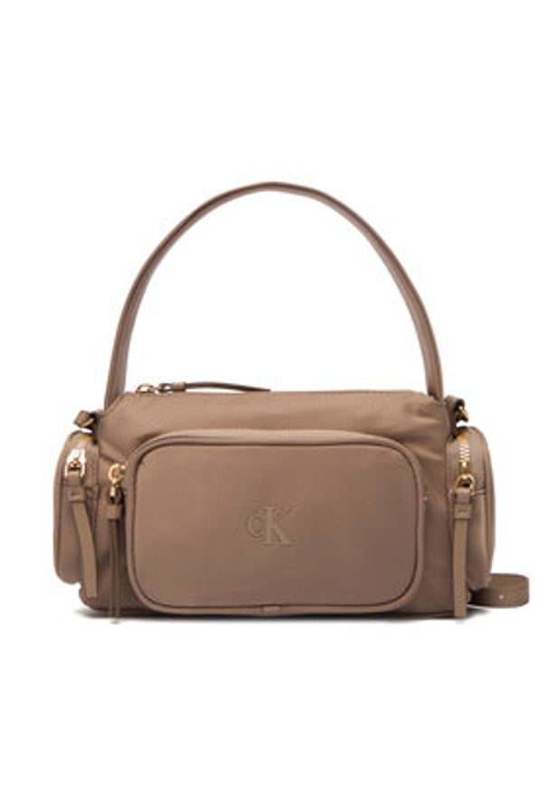 Calvin Klein Torebka Pocket Nylon Bag W/Strap LV04F3132G Beżowy. Kolor: beżowy