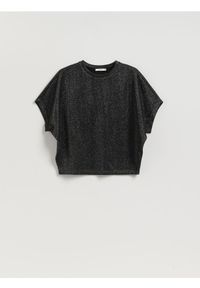 Reserved - T-shirt z metalizowaną nicią - czarny. Kolor: czarny. Materiał: dzianina