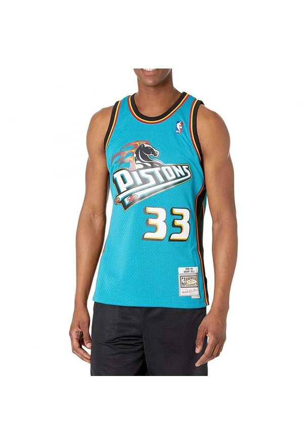 Koszulka do koszykówki męska Mitchell & Ness Detroit Pistons NBA Grant Hill. Kolor: wielokolorowy, niebieski, czarny. Sport: koszykówka