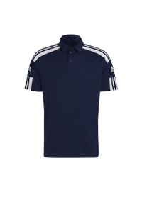 Koszulka polo do piłki nożnej męska Adidas Squadra 21 Polo z krótkim rękawem. Typ kołnierza: polo. Kolor: biały, wielokolorowy, niebieski. Długość rękawa: krótki rękaw. Długość: krótkie. Sport: piłka nożna