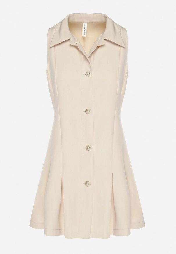 Born2be - Beżowa Koszulowa Sukienka z Ozdobnymi Guzikami Redellee. Okazja: na spacer, na co dzień. Typ kołnierza: kołnierzyk klasyczny. Kolor: beżowy. Typ sukienki: koszulowe. Styl: casual, klasyczny