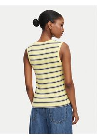 TOMMY HILFIGER - Tommy Hilfiger Top WW0WW50025 Żółty Regular Fit. Kolor: żółty. Materiał: bawełna #3