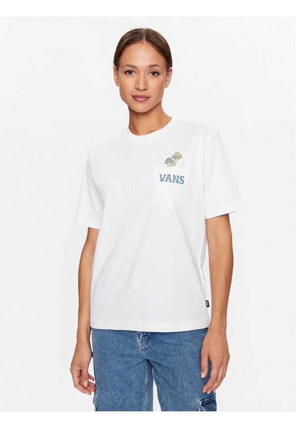 Vans T-Shirt Better Daze Pocket Tee VN000ADF Biały Regular Fit. Kolor: biały. Materiał: bawełna