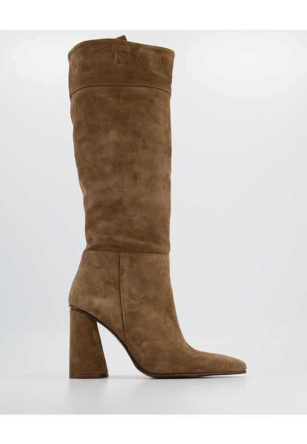 Venezia - ZAMSZOWE KOZAKI NA SŁUPKU F333K5 CAM LAND. Materiał: zamsz. Szerokość cholewki: normalna. Obcas: na słupku. Wysokość obcasa: średni