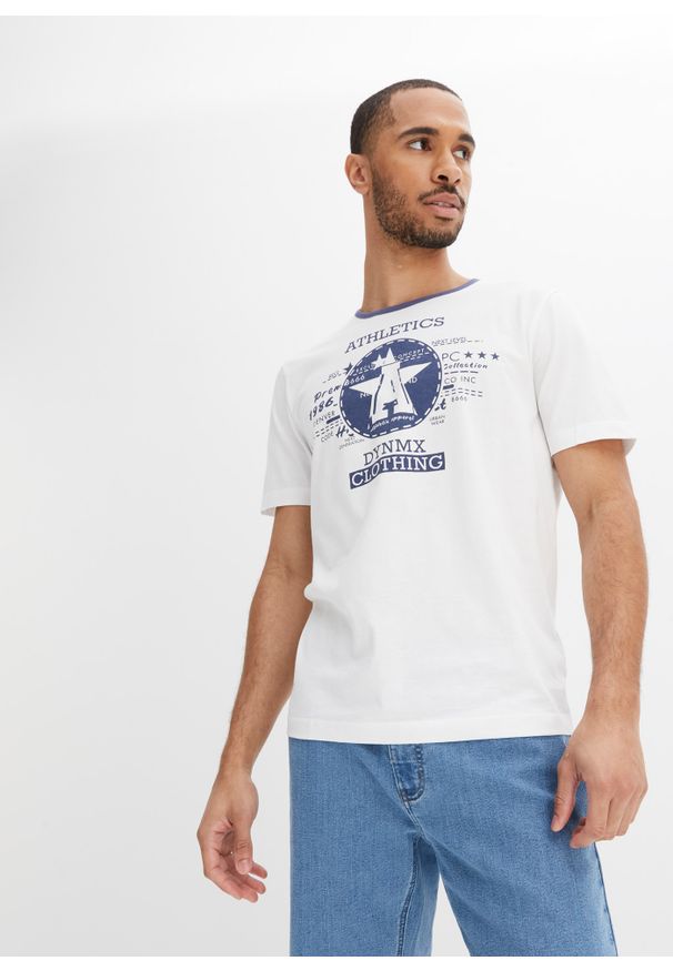 bonprix - T-shirt (2 szt.). Kolor: biały. Wzór: nadruk. Styl: sportowy