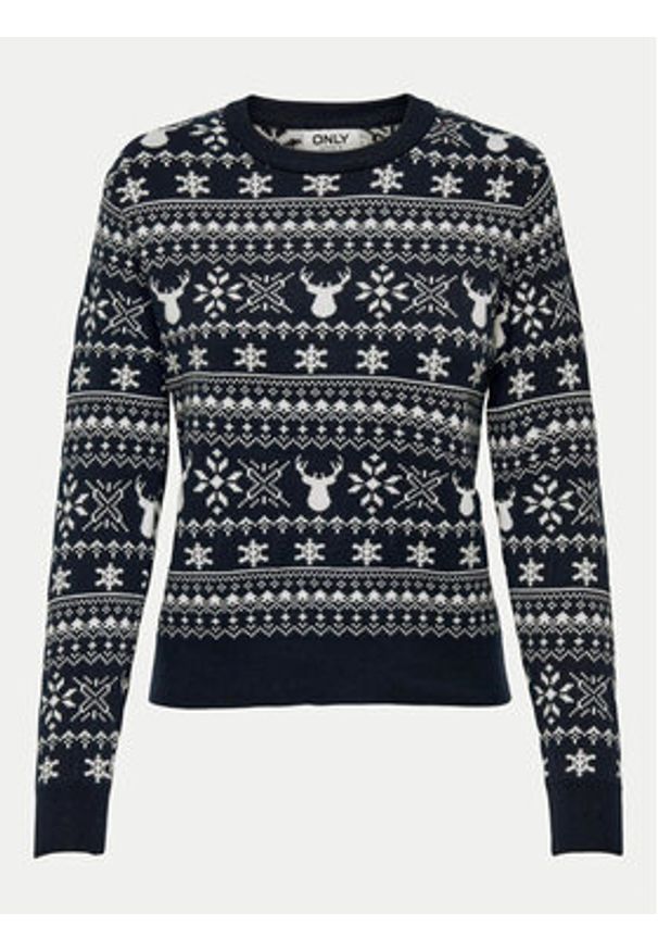 only - ONLY Sweter Xmas Winter 15327601 Granatowy Regular Fit. Kolor: niebieski. Materiał: syntetyk