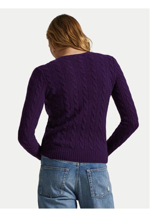 Polo Ralph Lauren Sweter 211971865011 Fioletowy Slim Fit. Typ kołnierza: polo. Kolor: fioletowy. Materiał: wełna