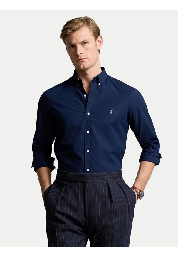 Polo Ralph Lauren Koszula 710928254001 Granatowy Slim Fit. Typ kołnierza: polo. Kolor: niebieski. Materiał: bawełna