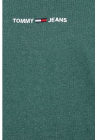 Tommy Jeans Bluza DM0DM11632.PPYY męska kolor zielony z kapturem z aplikacją. Okazja: na co dzień. Typ kołnierza: kaptur. Kolor: zielony. Materiał: materiał, dzianina. Wzór: aplikacja. Styl: casual #2