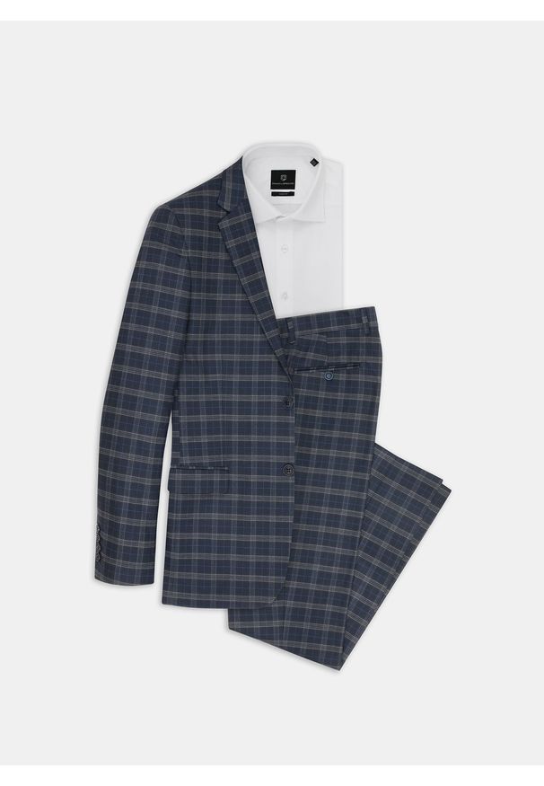 Pako Lorente - PAKO LORENTE – Spodnie męskie garniturowe PUENTE P20SF-6G-001-G. Materiał: tkanina, poliester, wiskoza, elastan. Wzór: kratka