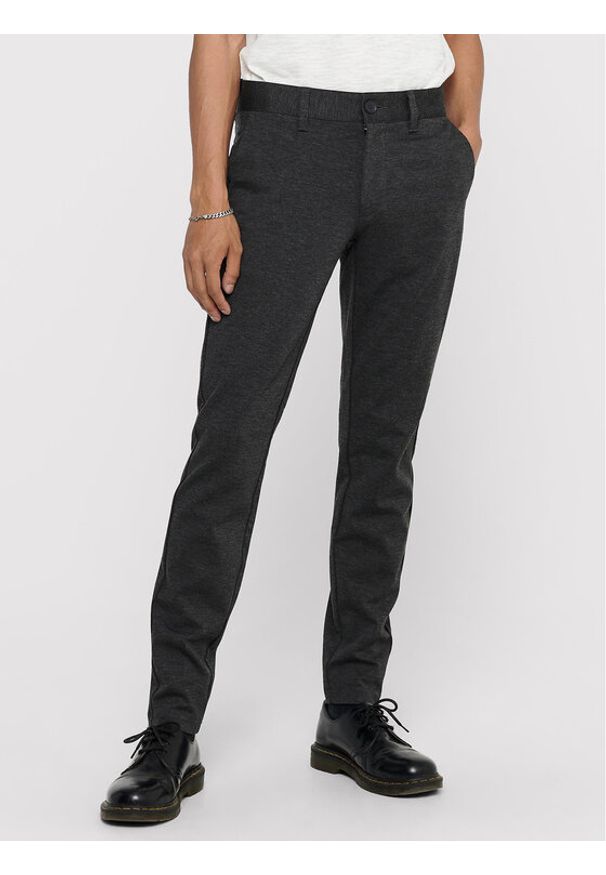 Only & Sons Chinosy Mark 22010209 Szary Slim Fit. Kolor: szary. Materiał: wiskoza