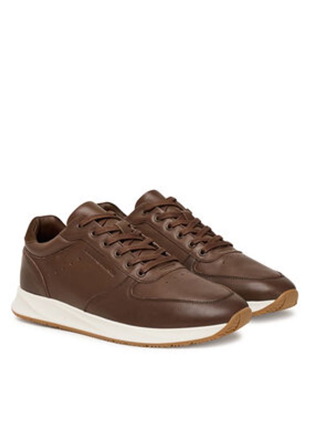 TOMMY HILFIGER - Tommy Hilfiger Sneakersy Premium Leather Hybrid FM0FM05700 Brązowy. Kolor: brązowy. Materiał: skóra