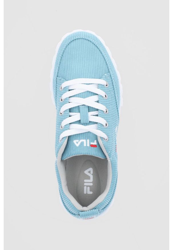 Fila - Tenisówki Sandblast. Nosek buta: okrągły. Zapięcie: sznurówki. Kolor: niebieski. Materiał: guma. Obcas: na platformie