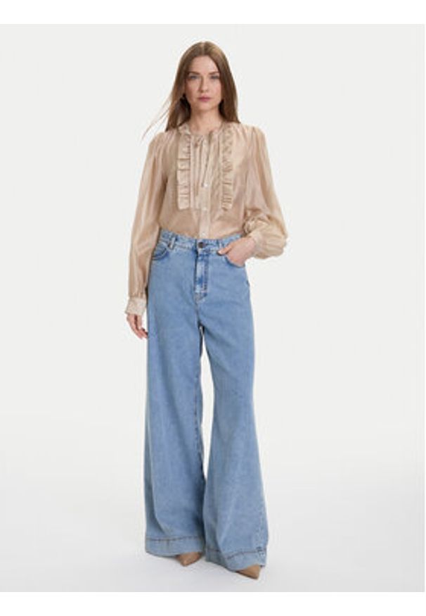 ViCOLO Bluzka TF0256 Beżowy Regular Fit. Kolor: beżowy. Materiał: syntetyk