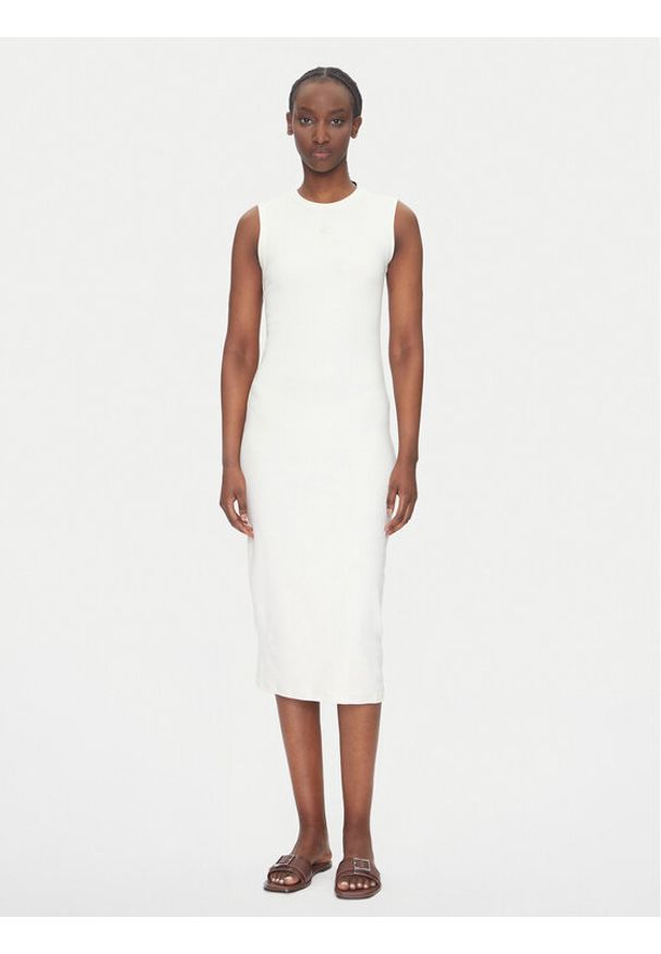 Calvin Klein Jeans Sukienka codzienna LV047C240G Beżowy Slim Fit. Okazja: na co dzień. Kolor: beżowy. Materiał: bawełna. Typ sukienki: proste. Styl: casual