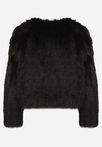 Born2be - Czarna Futerkowa Kurtka o Prostym Kroju z Kieszeniami Awilise. Okazja: na studniówkę. Kolor: czarny. Materiał: skóra. Długość: krótkie. Styl: wizytowy, klasyczny #4