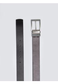 Big-Star - Pasek męski skórzany dwustronny ze srebrną klamrą czarny Ariso 906. Kolor: czarny. Materiał: skóra. Wzór: gładki. Styl: biznesowy, klasyczny, casual, elegancki #1