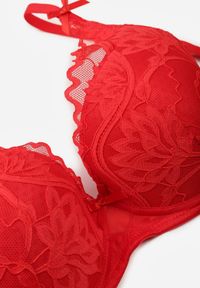 Born2be - Czerwony Koronkowy Biustonosz z Ozdobnymi Kokardkami na Ramiączkach Aeleolopei. Kolor: czerwony. Materiał: koronka. Wzór: koronka, aplikacja #6