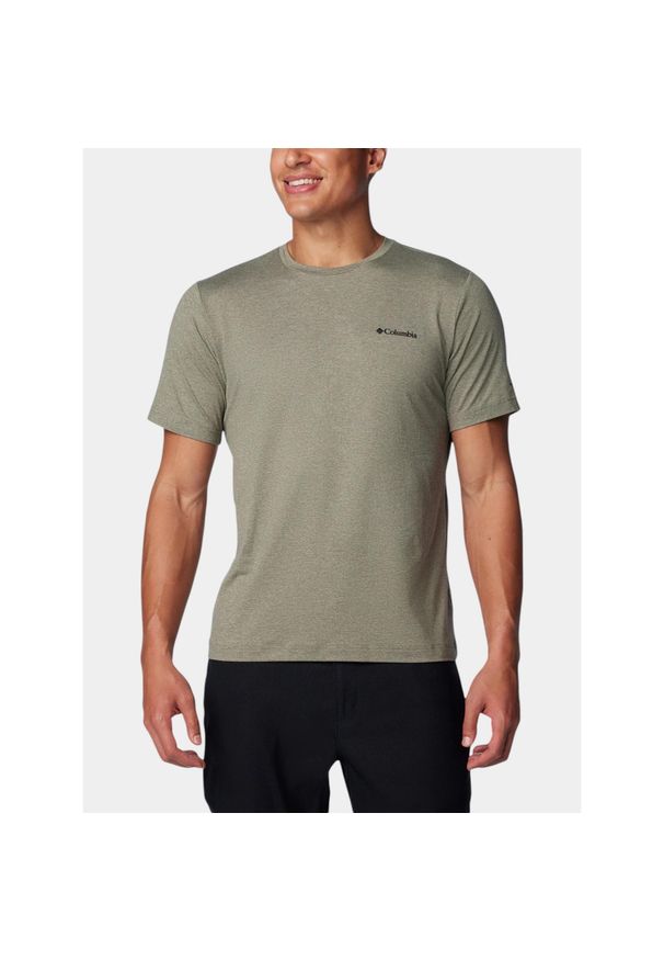 columbia - Koszulka sportowa męska Columbia Tech Trail II. Kolor: zielony. Długość rękawa: krótki rękaw. Długość: krótkie. Sport: turystyka piesza