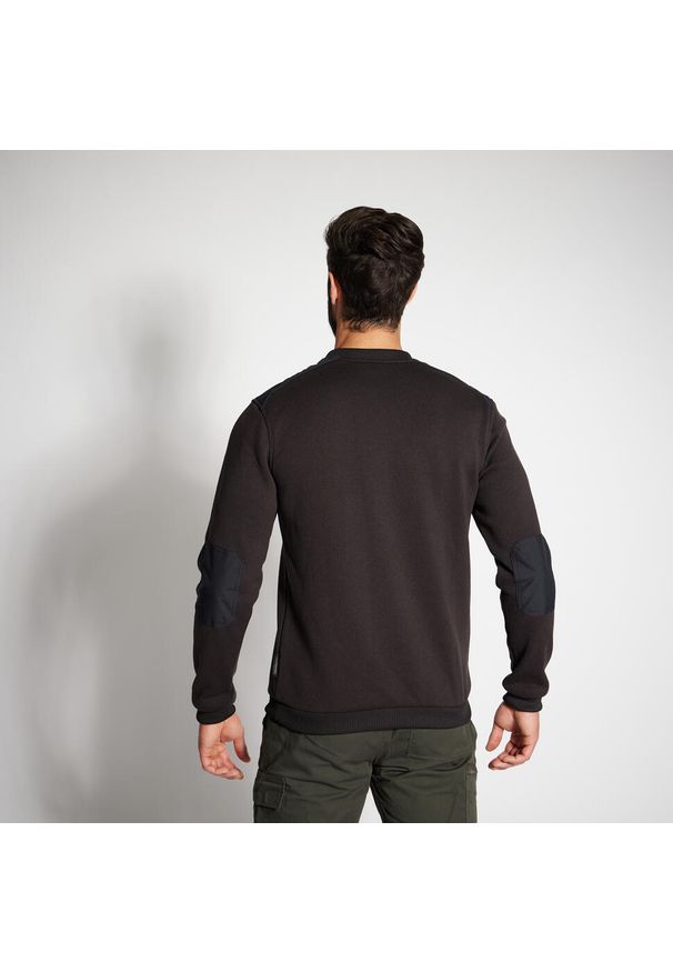 SOLOGNAC - Sweter Solognac 500. Kolor: czarny. Materiał: poliester, elastan, tkanina, prążkowany, materiał, poliamid. Sport: outdoor