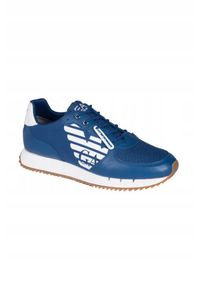 EA7 Emporio Armani - EA7 Niebieskie sneakersy z białą podeszwą. Kolor: niebieski #7