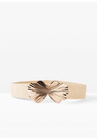 bonprix - Pasek ze stretchemz efektowną sprzączką. Kolor: beżowy #1