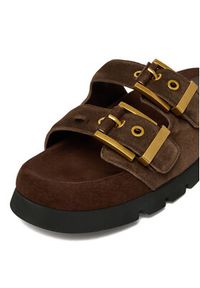 Badura Klapki EO-ALIVIA-LT2525-1 Brązowy ciemny. Kolor: brązowy. Materiał: skóra, zamsz #9