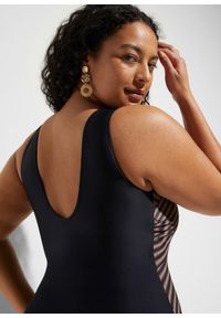 bonprix - Kopertowy kostium kąpielowy ze średnim stopniem modelowania sylwetki. Kolor: czarny. Materiał: materiał #2