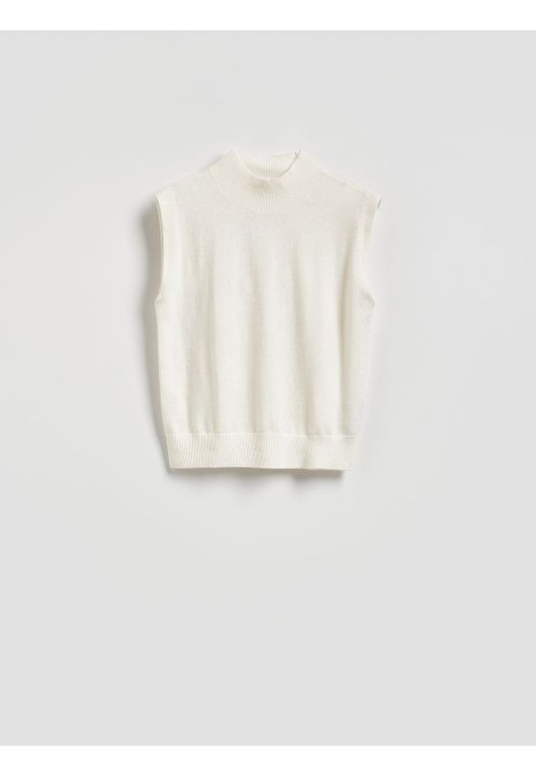 Reserved - Dzianinowa kamizelka z wełną - złamana biel. Materiał: dzianina, wełna