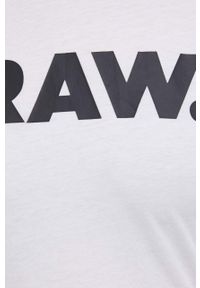 G-Star RAW - G-Star Raw t-shirt bawełniany kolor biały. Okazja: na co dzień. Kolor: biały. Materiał: bawełna. Długość rękawa: krótki rękaw. Długość: krótkie. Wzór: nadruk. Styl: casual #5