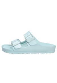 Klapki damskie Birkenstock Arizona Eva. Zapięcie: klamry. Kolor: zielony. Materiał: materiał, syntetyk. Sezon: lato. Sport: turystyka piesza
