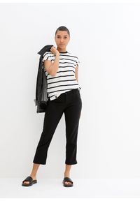 bonprix - Spodnie z bengaliny 7/8. Stan: obniżony. Kolor: czarny. Materiał: poliester, włókno, wiskoza, materiał #2