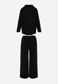 Renee - Czarny Komplet Dresowy z Dzianiny z Wiskozą Bluza i Spodnie Wide Leg Nevelida. Kolor: czarny. Materiał: dzianina, wiskoza, dresówka #2