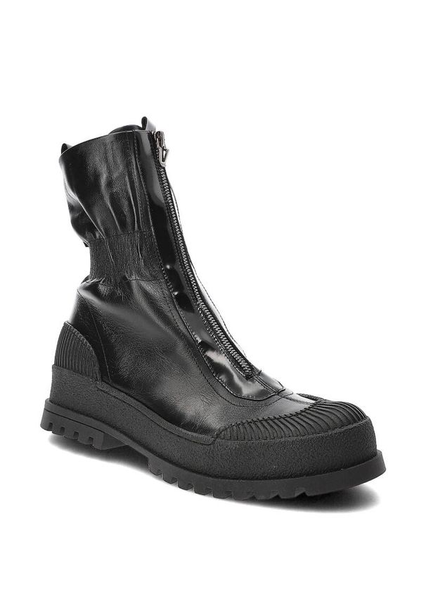 Czarne Botki Armodo Modne Obuwie Damskie. Zapięcie: zamek. Kolor: czarny. Materiał: materiał, skóra. Styl: elegancki