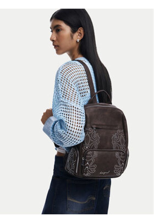 Desigual Plecak Poker Face Chest 25WAKP22 Brązowy. Kolor: brązowy. Materiał: skóra