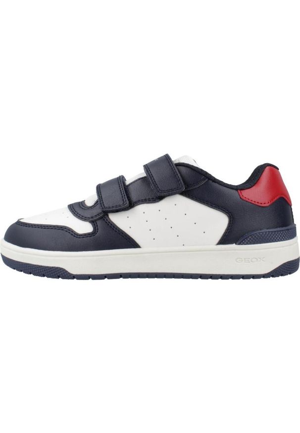 Trampki Geox Model J Washiba Kolor Niebieski. Kolor: niebieski, wielokolorowy, biały. Materiał: syntetyk, tkanina. Sport: turystyka piesza