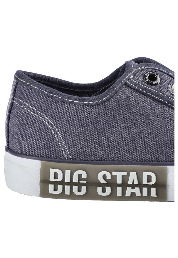 Big-Star - Granatowe Trampki Big Star Damskie Modne Obuwie. Okazja: na co dzień, na spacer, na uczelnię. Zapięcie: sznurówki. Kolor: niebieski. Materiał: materiał. Szerokość cholewki: normalna. Styl: sportowy, klasyczny, casual, elegancki