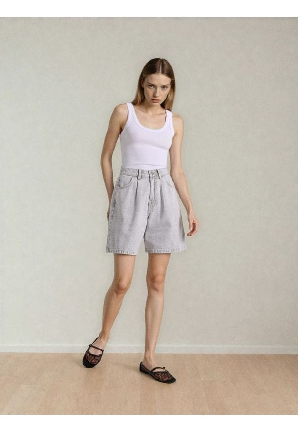 Sinsay - Szorty bermudy jeansowe - szary. Kolor: szary. Materiał: jeans