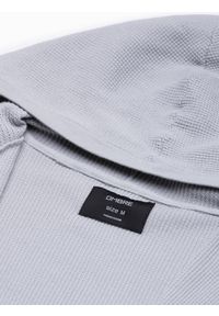 Ombre Clothing - Sweter męski kardigan z kapturem - jasnoszary V2 E188 - XXL. Typ kołnierza: kaptur. Kolor: szary. Materiał: dzianina, nylon, bawełna #7