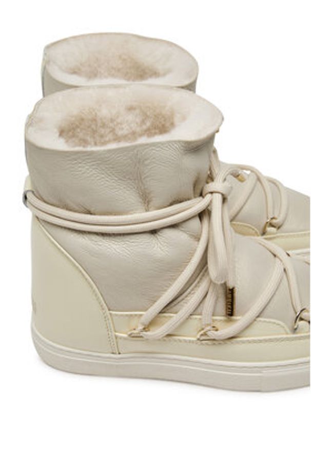 Inuikii Śniegowce Gloss Wedge 75203-007 Écru. Materiał: skóra