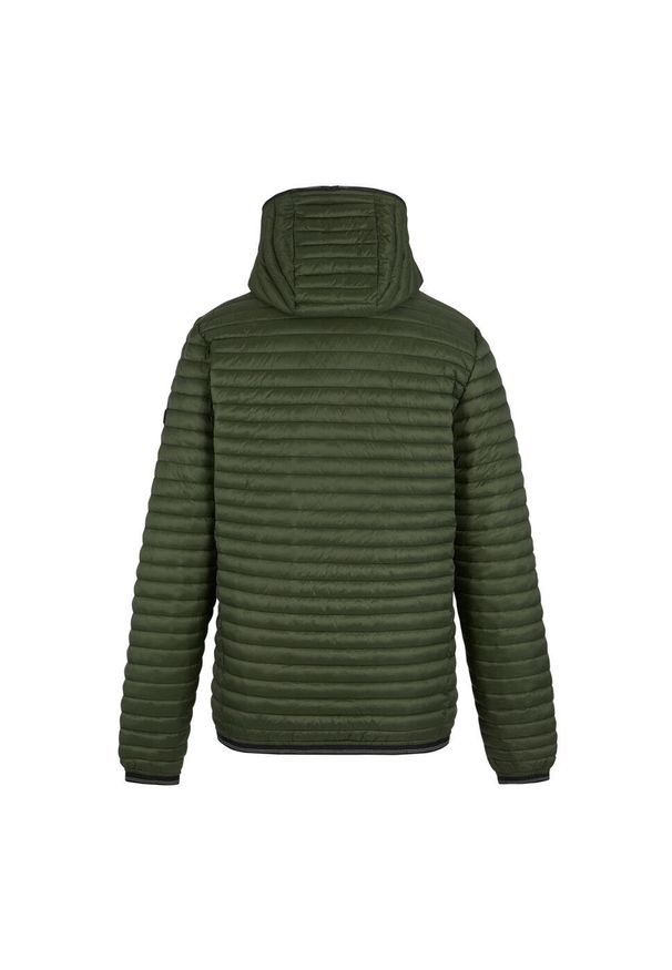 Regatta - Męska Ocieplana Kurtka Rigain. Kolor: wielokolorowy, czarny, zielony. Materiał: puch. Sport: turystyka piesza