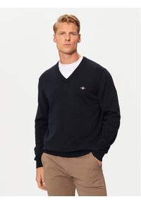 GANT - Gant Sweter Classic 8030562 Granatowy Regular Fit. Kolor: niebieski. Materiał: bawełna