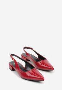 Born2be - Bordowe Lakierowane Płaskie Sandały Baleriny Ozdobione Paskiem Delanisse. Okazja: na co dzień, na spacer. Zapięcie: pasek. Kolor: czerwony. Materiał: lakier. Wzór: aplikacja. Obcas: na obcasie. Styl: casual, elegancki. Wysokość obcasa: niski #6