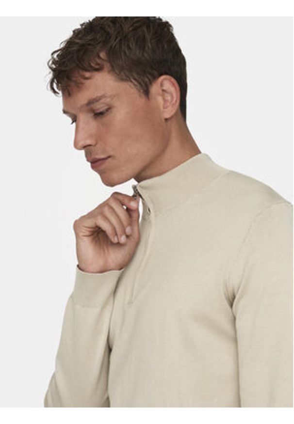 Only & Sons Sweter Wyler 22021264 Beżowy Regular Fit. Kolor: beżowy. Materiał: wiskoza