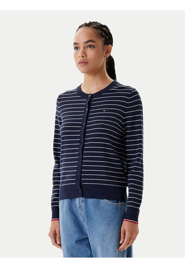 TOMMY HILFIGER - Tommy Hilfiger Kardigan WW0WW42370 Granatowy Regular Fit. Kolor: niebieski. Materiał: bawełna