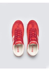 Big-Star - Sneakersy damskie ze skórzanymi wstawkami czerwone TT274158 603. Nosek buta: okrągły. Zapięcie: sznurówki. Kolor: czerwony. Materiał: skóra. Wzór: aplikacja #4
