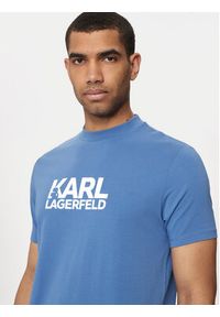Karl Lagerfeld - KARL LAGERFELD T-Shirt 755087 Niebieski Regular Fit. Typ kołnierza: dekolt w karo. Kolor: niebieski. Materiał: bawełna #4