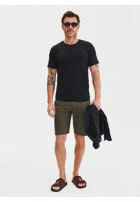 Pako Lorente - PAKO LORENTE – Czarny gładki t-shirt męski. Kolor: biały, czarny, niebieski. Materiał: bawełna, elastan. Długość rękawa: krótki rękaw. Długość: krótkie. Wzór: gładki. Styl: klasyczny