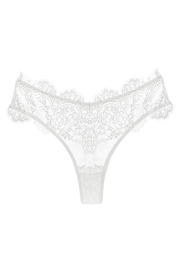 Intica - Stringi koronkowe z ozdobną gumką Lebbie. Kolor: biały. Materiał: koronka. Wzór: koronka