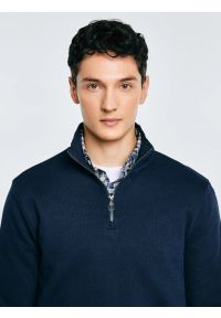 Big-Star - Bluza męska ze stójką granatowa Salih 403. Typ kołnierza: kołnierzyk stójkowy. Kolor: niebieski. Materiał: wiskoza, dzianina. Styl: klasyczny #2